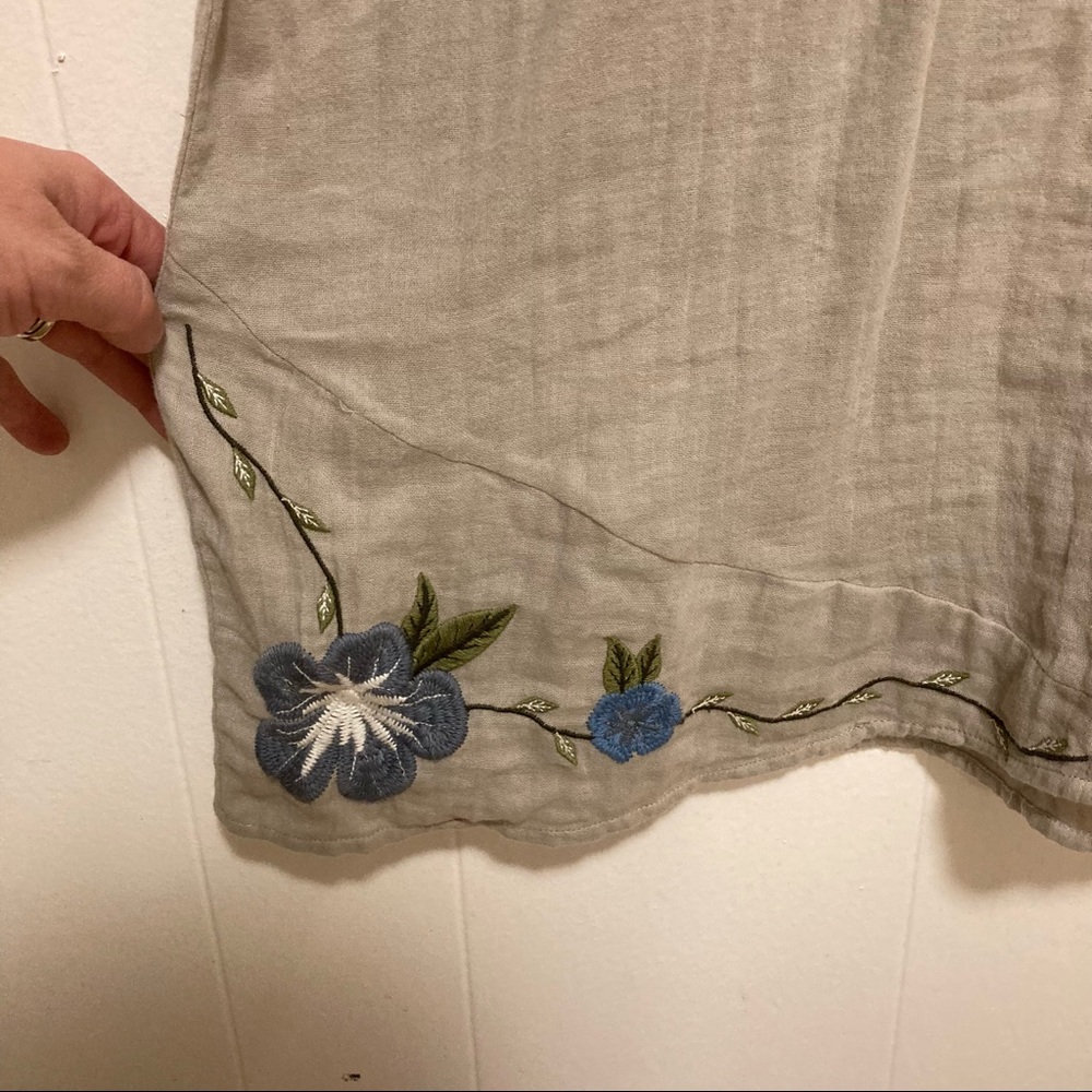Roolee Cream Midi Dress with Blue Floral Embroidery - Picture 7 of 11